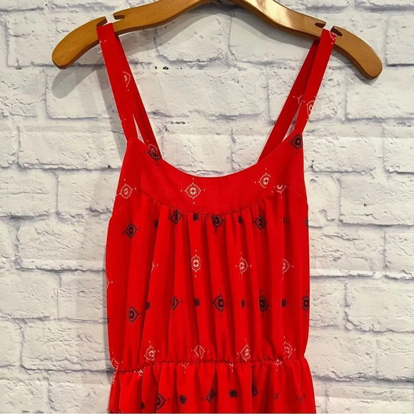 Rewind Red Sleeveless‎ Batik Smocked Mini Dress - Picture 3 of 8